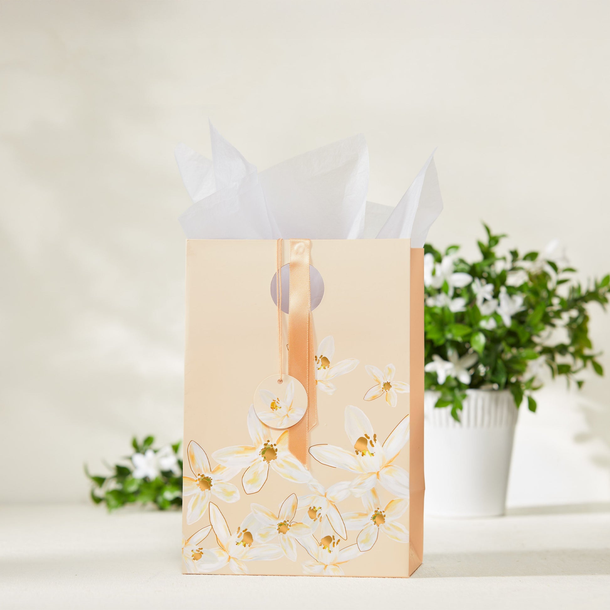 Peach Jasmine Floral Gift Bag